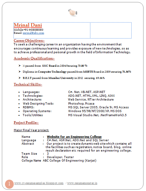 Completed resume example